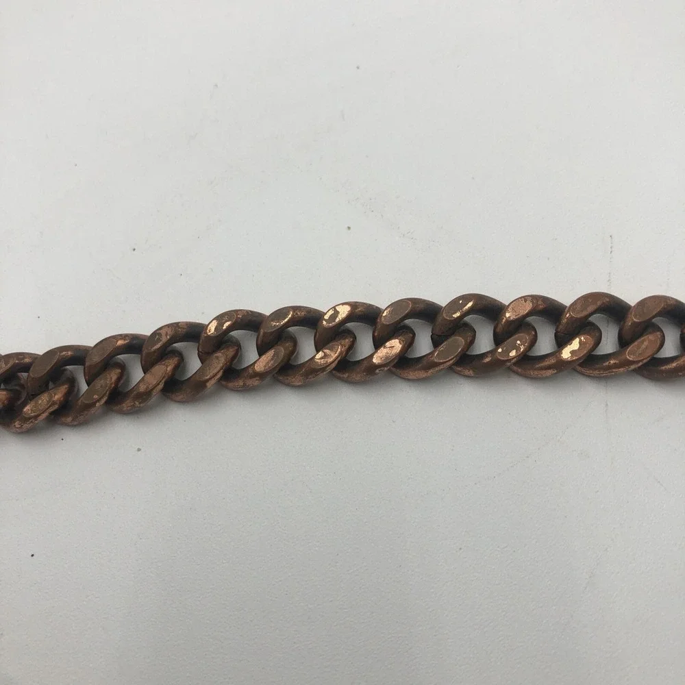 Vintage Heavy Large Solid Copper Chain Link Bracelet Fold Clasp‎ 9